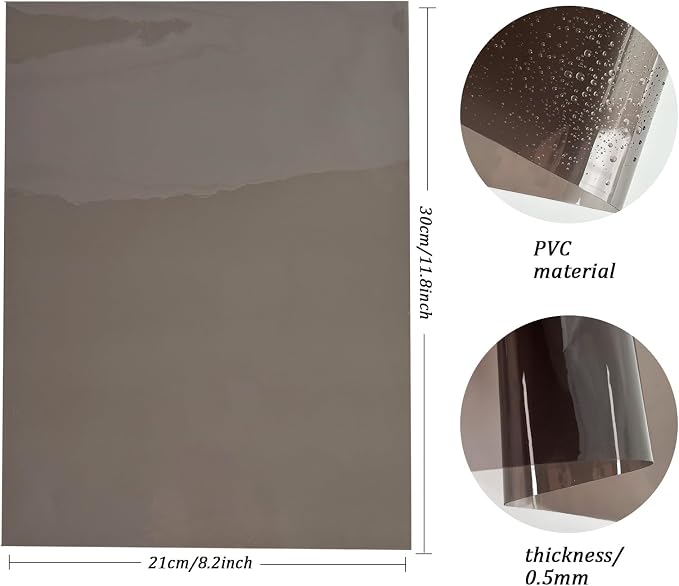 Transparent PVC Faux Leather Sheets, Glossy Waterproof Clear Vinyl Fabric