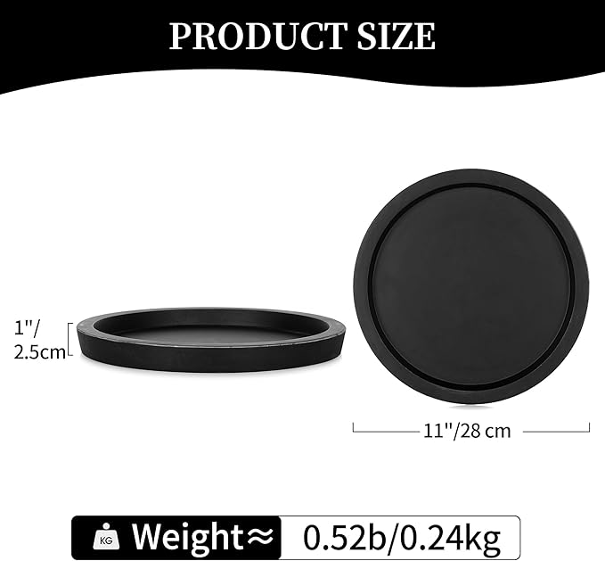 Hanobe Wooden Tray for Coffee Table: Candle Holder Plate Black Round Decorative