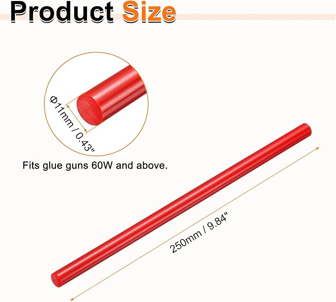 HARFINGTON 10pcs Hot Glue Sticks 0.43" Dia x 9.84" Long EVA Mini Hot Melt