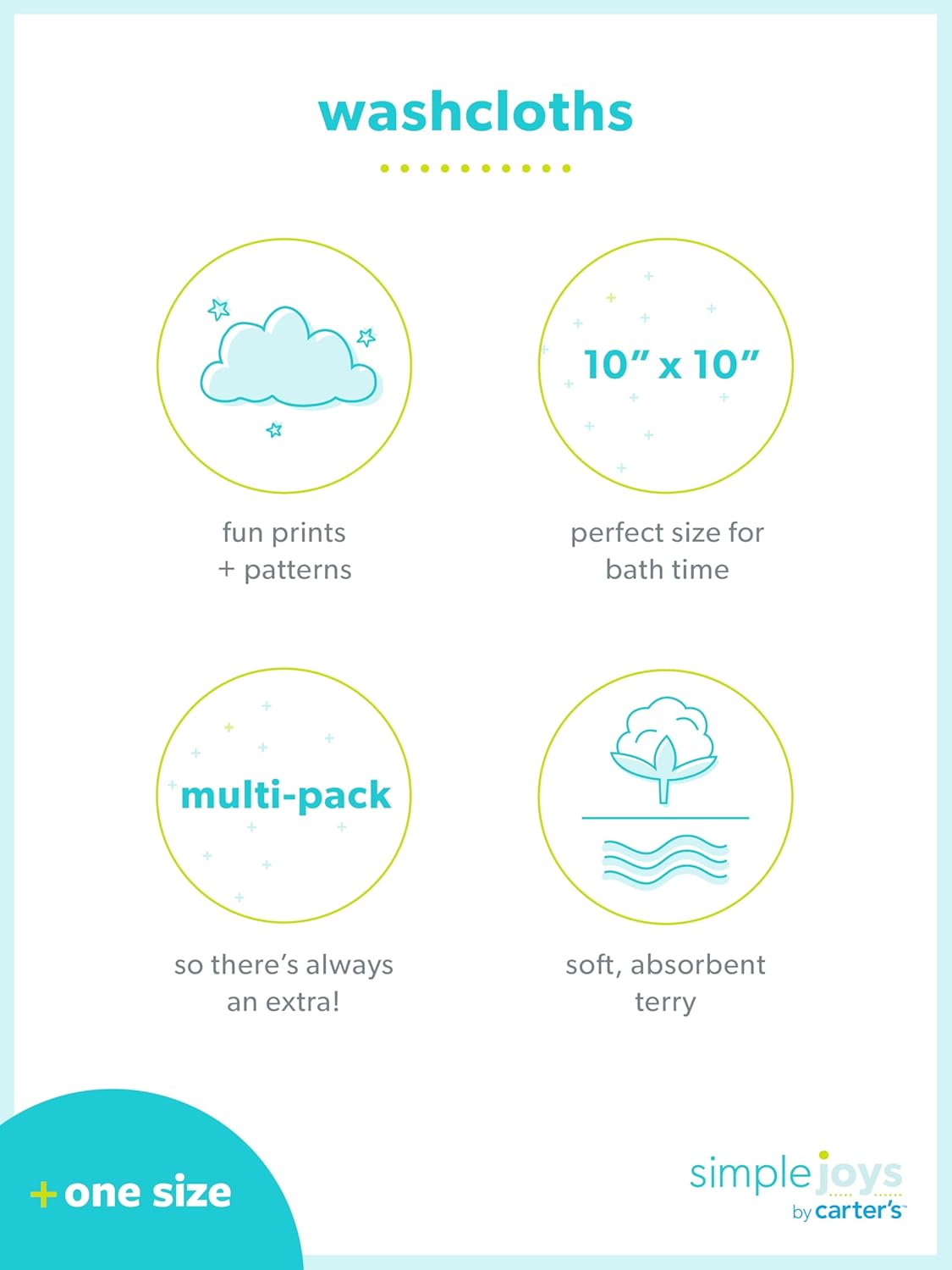 Simple Joys by Carter's Unisex Babies' Washcloth Set, Pack of 10