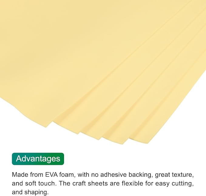 MECCANIXITY EVA Foam Sheets Light Yellow 35.4 Inch x 19.7 Inch 2mm Thick Crafts