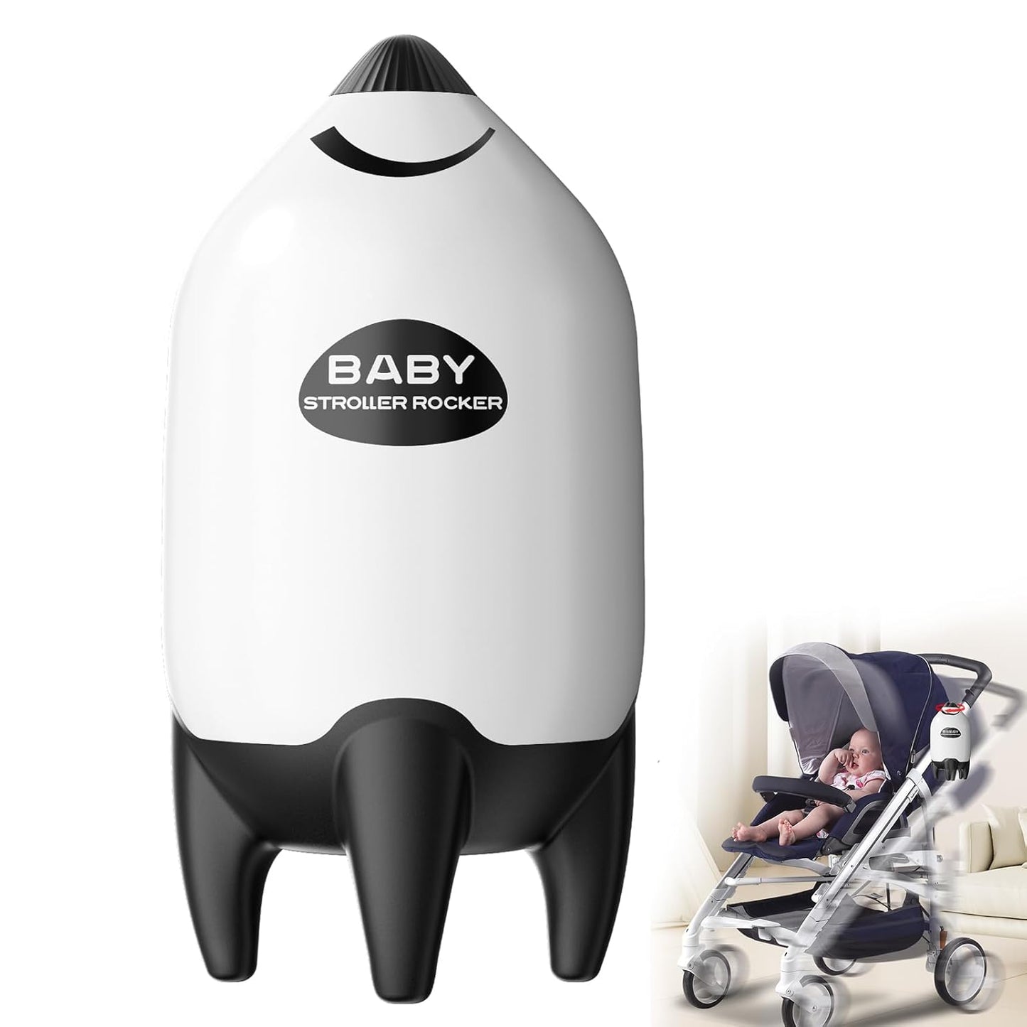 QNHMPW Baby Rocker, Portable Baby Bouncer Gently Rocks Any Stroller or Pram, Baby Vibrating Soother Adjustable Speed and USB Rechargeable, Baby Sleep Aid Newborn Essentials Must Haves Gifts