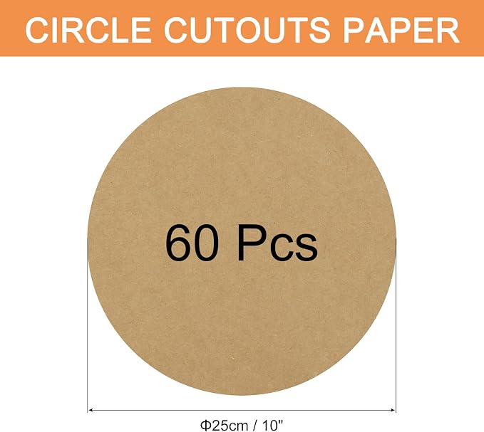 MECCANIXITY 60 PCS Khaki Color Circle Cutouts Paper 10 Inch Round Card Stock