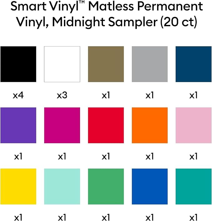 Cricut Matless Permanent Vinyl, Colorful Sampler – 13 in x 12 in