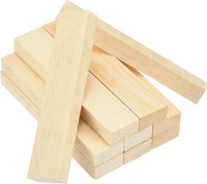 MECCANIXITY 10Pcs Wood Strips Slats, 3/8" x 7/8" x 4" Thin Wood Sticks Flat