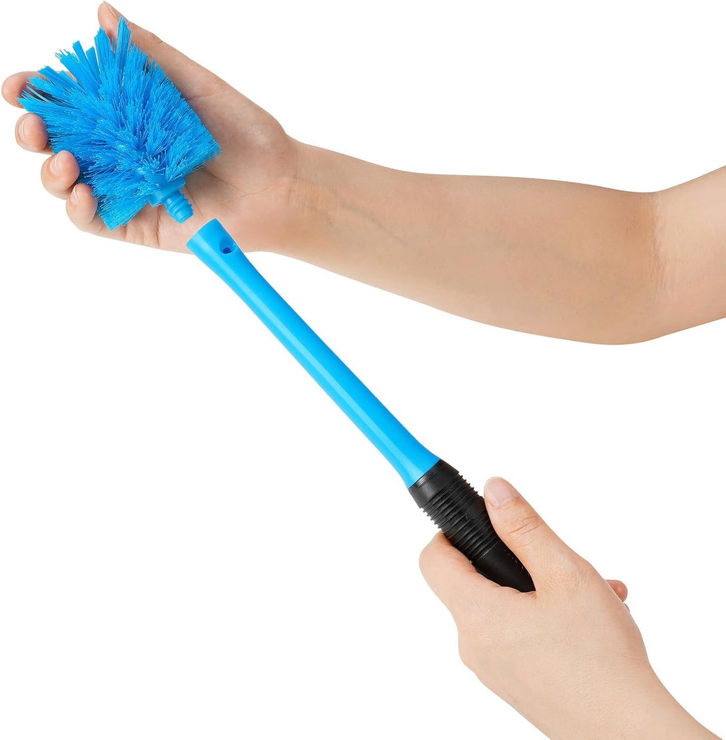 2-in-1 Water Bottle Brush and Straw Cleaner Brush, Long Handle Scrub Brush with Replaceable Head for Water Bottles, Glasswares, Mugs, Flasks, Tumblers, Vases, and Kitchen Sink, Breezy Blue