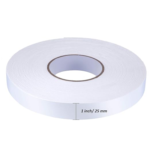 Tatuo 2 Rolls Double Sided Foam Tape 1 Inch by 50 Feet White PE Foam Tape