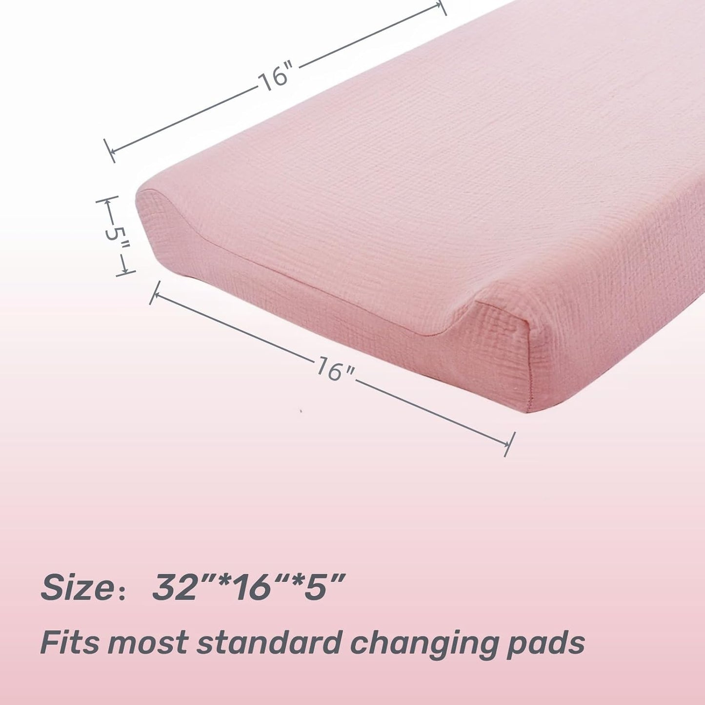 Owlowla Muslin Changing Pad Cover 2PACK,Soft Muslin Cotton Diaper Changing Pad Covers Changing Table Cover for Baby Boy Girl(Cream&Blush)