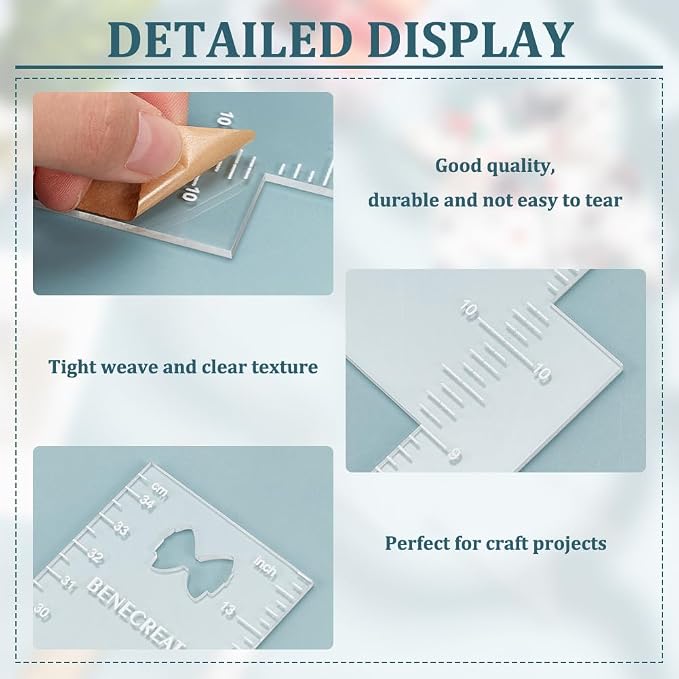 BENECREAT Cheer Bow Template Ruler, 13.8x3.8inch Large Acrylic Template Rulers