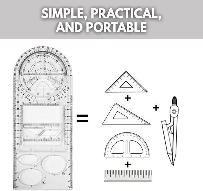 1PCS Multifunctional Geometric Ruler Geometric Drawing Template Measuring Tool