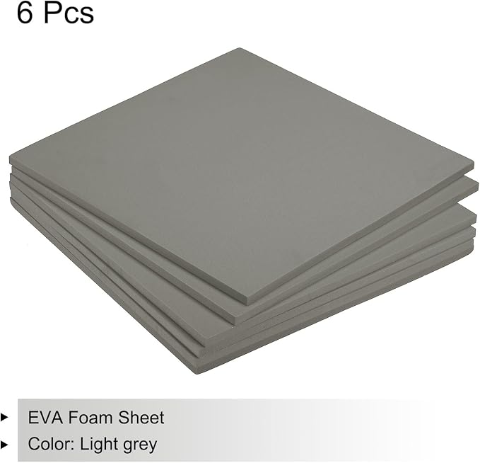 MECCANIXITY EVA Foam Sheets Light Grey 9.8 Inch x 9.8 Inch 7mm Thick Crafts