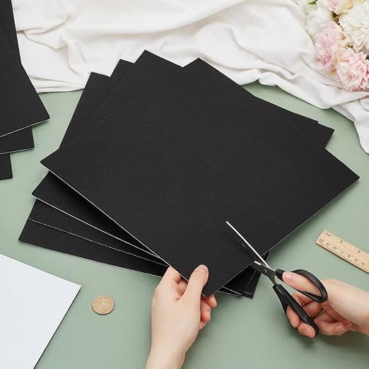 BENECREAT 8 Pcs 12x12inches Black Solid Felt Fabric Sheets