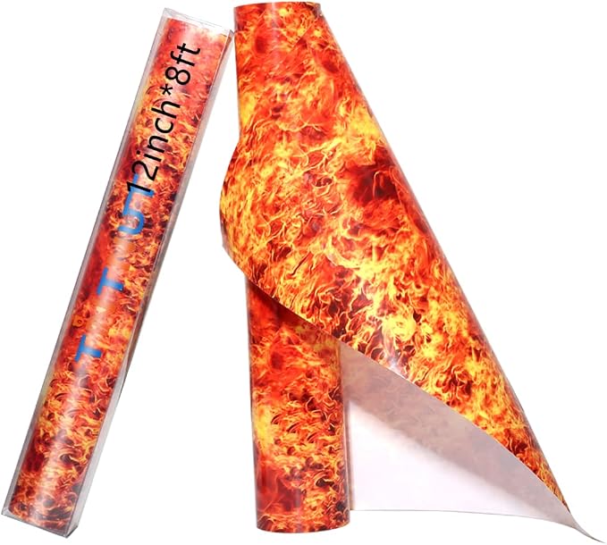 Tintnut Orange Red Flame Heat Transfer Vinyl Roll, stretch washable, compatible