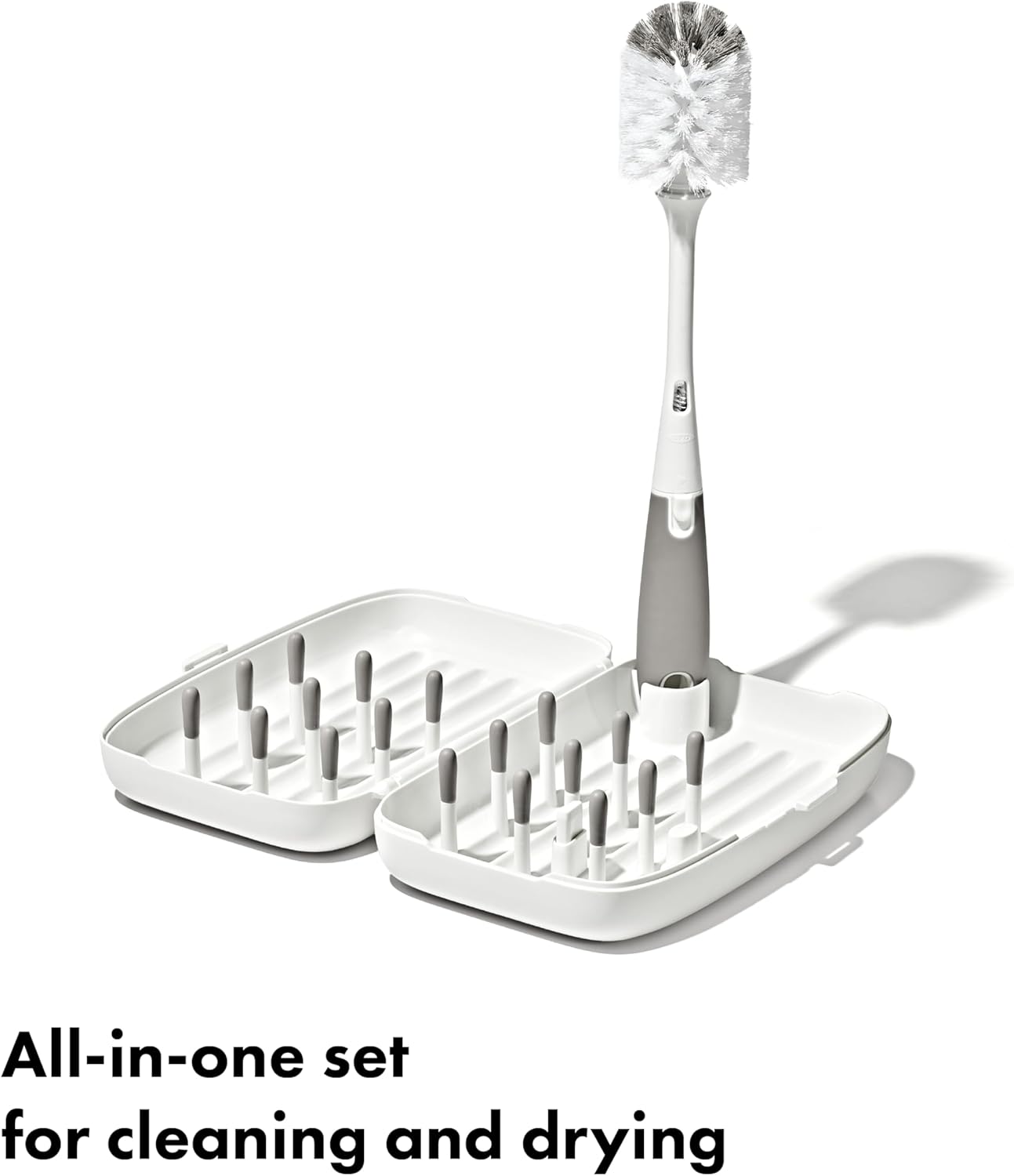 OXO Tot Travel Size Drying Rack with Bottle Brush- Gray