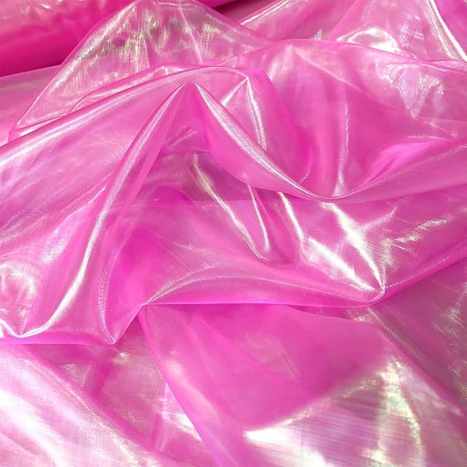 11 Yard Long Hot Pink Iridescent Organza Fabric