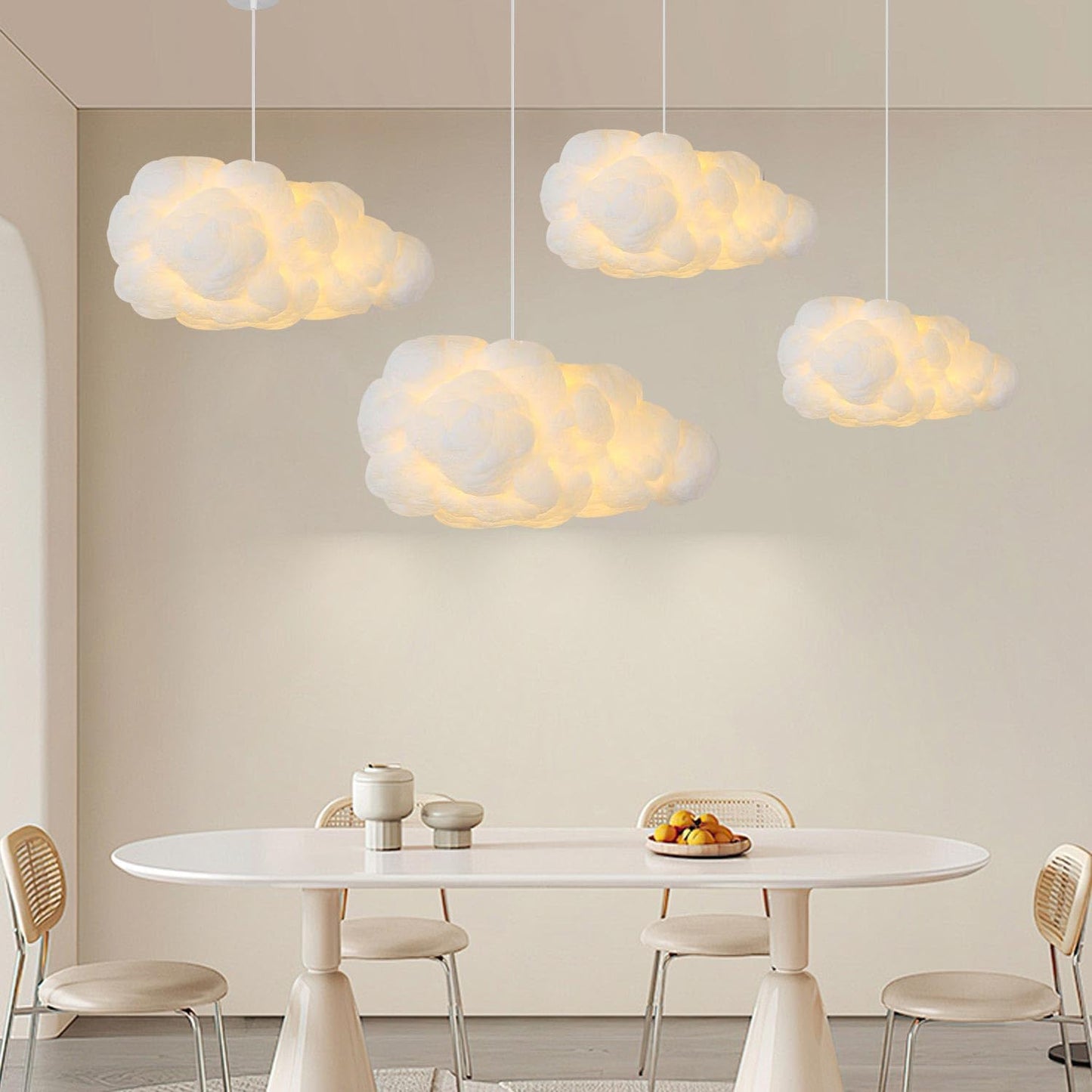 Cloud Pendant Hanging Light Fixture, Modern Fluffy Ceiling Lighting Chandelier, White Lamp Shade Lampshade for Children Girls Kids Living Room (40cmx20cm)