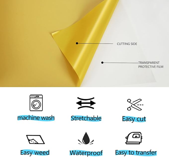 guangyintong Heat Transfer Vinyl Gold HTV Rolls, Glossy Surface HTV Vinyl