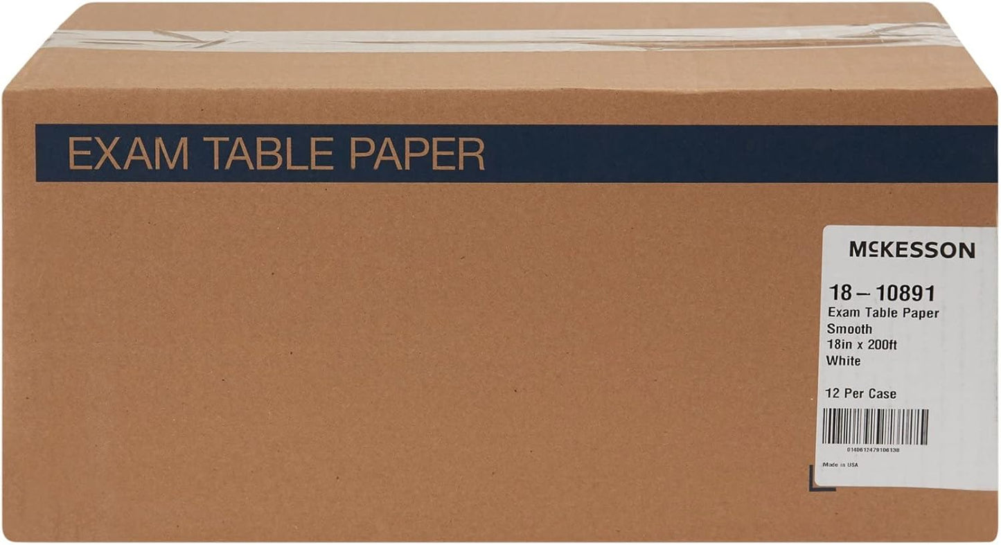 McKesson 18-10891 Table Paper, Smooth, Economy, White, 18" Width, 200' Length, 18" Width, 2400" Length (Pack of 12)