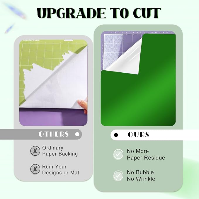 Tintnut Holographic Permanent Vinyl 8 Pcs 12x12 in Green Adhesive Vinyl | Solid