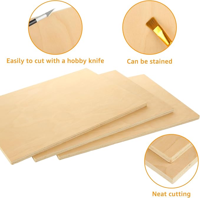 3Pcs Baltic Birch Plywood Sheets 12 x 16x 1/2 Inch-12mm Unfinished Plywood