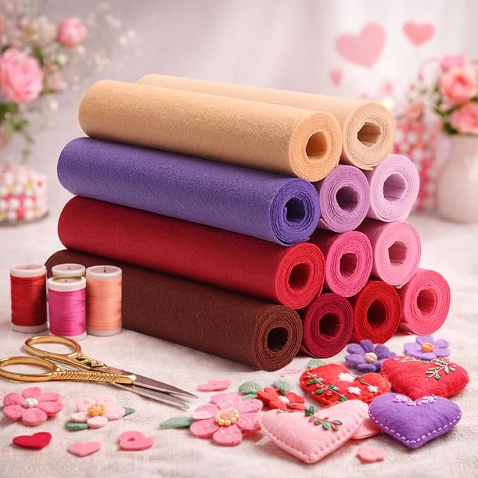 Large Stiff Felt Sheets 8"x35" – 12 Assorted Colors Felt Fabric Bundle Pack