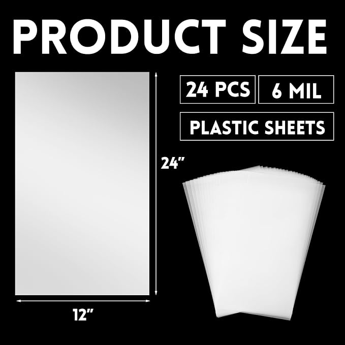 Frienda 24 Pack 6 Mil Blank Stencil Sheets, 12 x 24 Inch Plastic Making Sheet