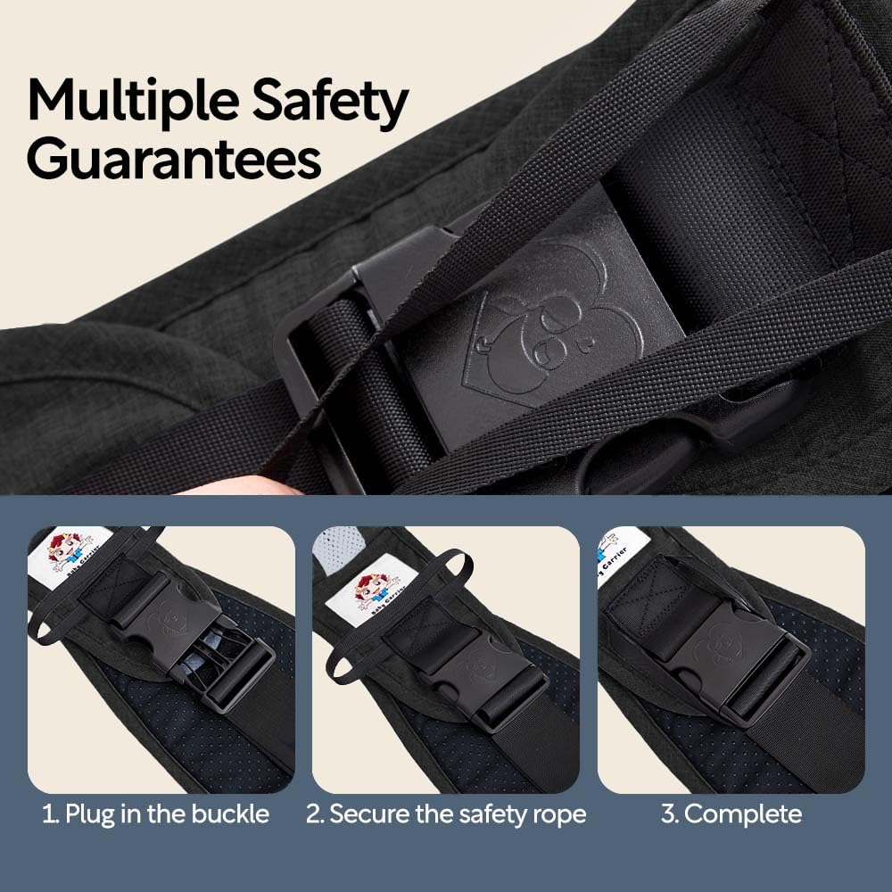 Baby Sling Carrier with Hip Seat - Breathable & Adjustable, Anti-Slip Design for Infants 0-36 Months, ASTM Certified, Ergonomic Hands-Free Carrier Carrying 8-35lbs (Black)