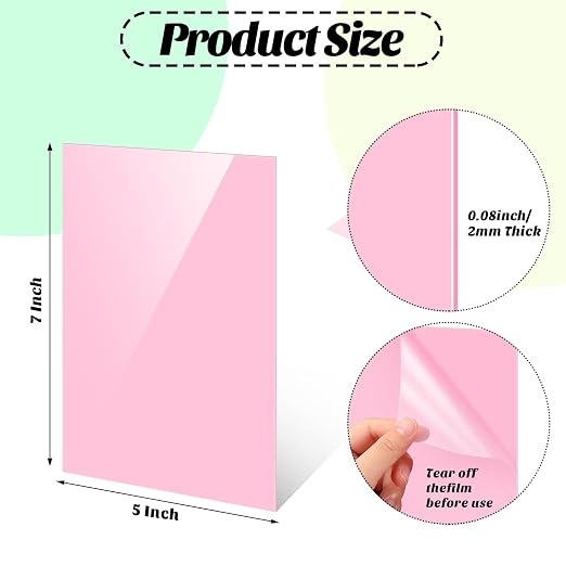 Remerry 24 Pcs 7 x 5 Inch Colored Acrylic Sheets, 12 Colors Opaque Panels
