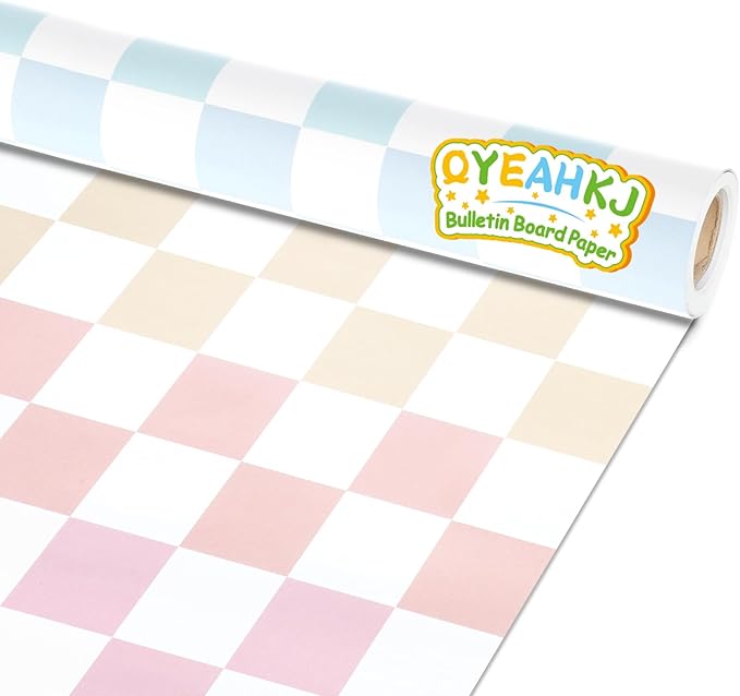 Pastel Rainbow Checkered Bulletin Board Paper Roll Colorful Bulletin Board