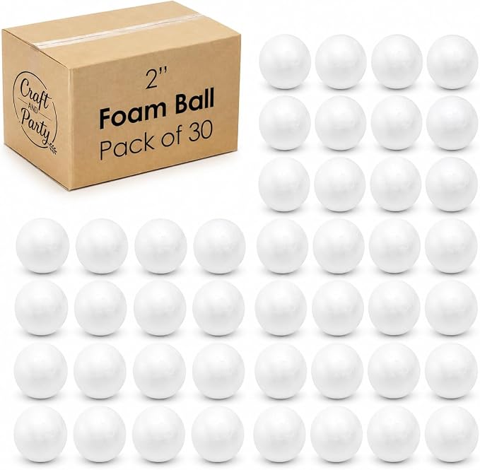 Evershine 30 Pack 2 Inch Craft Foam Ball