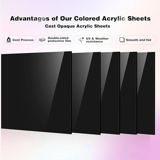 Adrattnay Black Acrylic Sheets 1/8 Thick, Opaque Acrylic Sheets Acrylic Panel