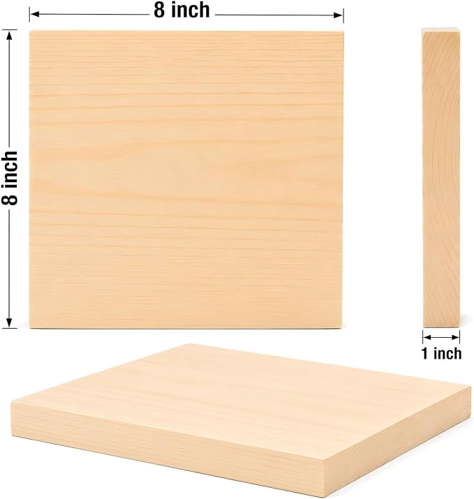 4 PCS Solid Pine Wood Blocks, Laser Engraving, DIY Signs, Home Decor and Craft