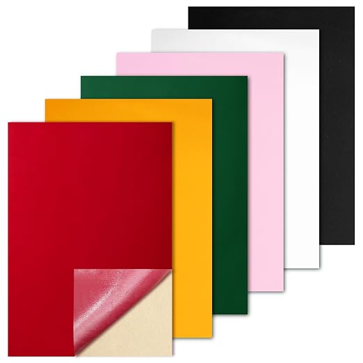 Biaungdo Self Adhesive Felt Sheets, 6 Colors, 8 x 12 Inch | A4 Size, Felts