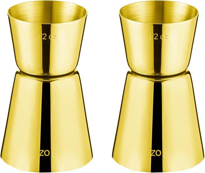 Briout Jigger for Bartending, Flat Edge Gold