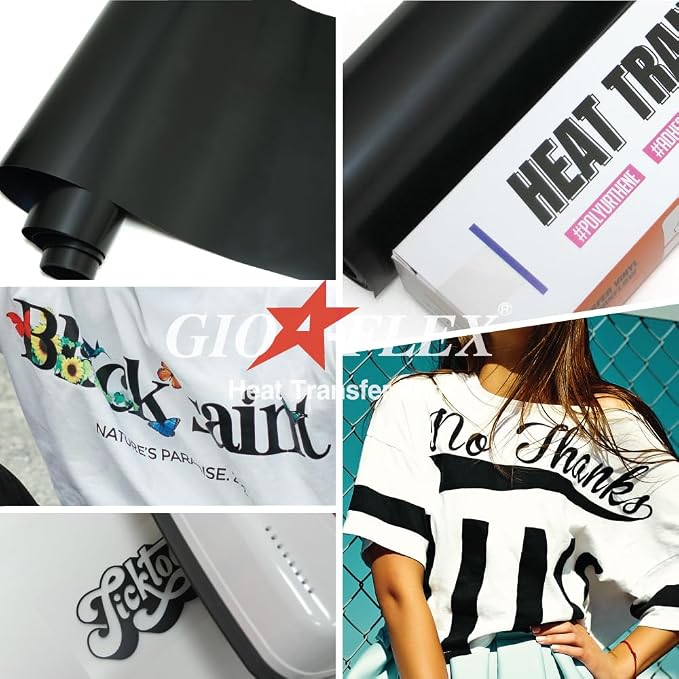 PU Heat Transfer Vinyl 12"×10ft Roll Black – HTV