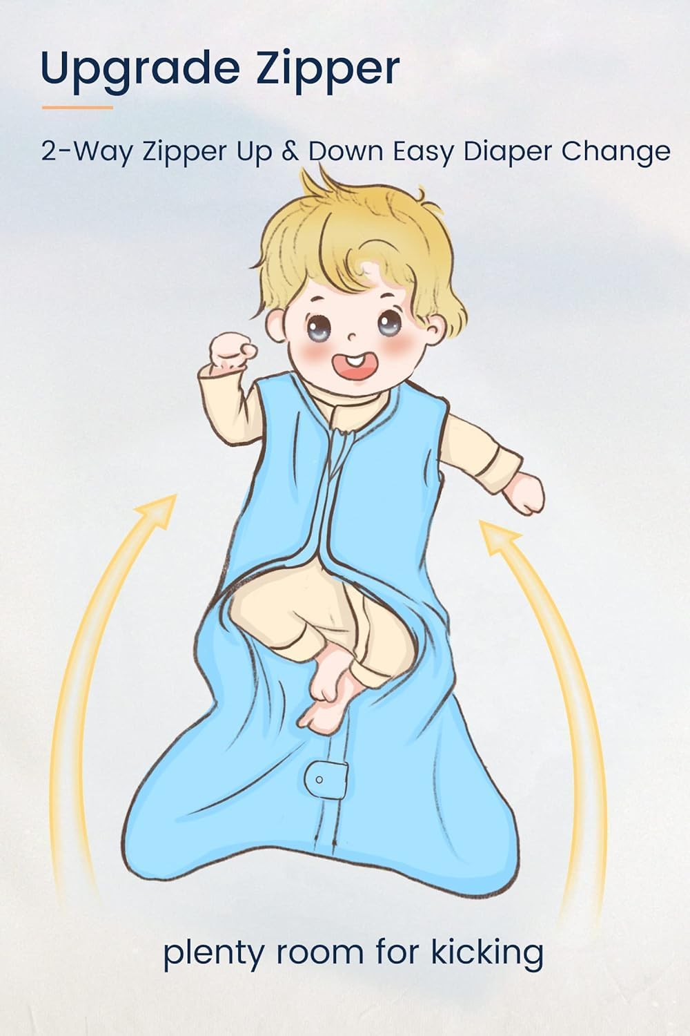 TotAha Light Sleep Sack, Stretchy, Soft, Cozy Wearable Blanket Sleep Bag with 2-Way Safe Zippers for 0-6-12-24 Months 0.5 TOG