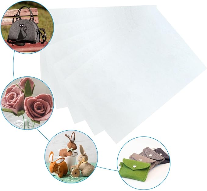 6 Pcs, 8 x 12 Inch White Felt Sheets, 2mm Thick | Felt Fabric
