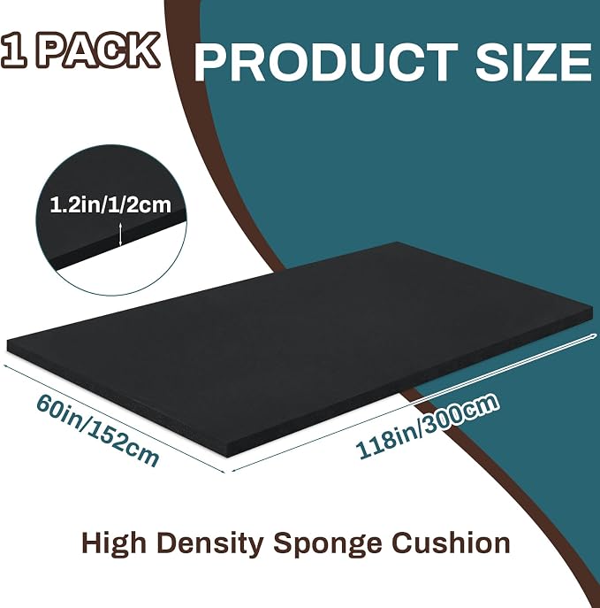 Frienda 1 Pack 118" x 60" x 0.5"Upholstery High Density Craft Sheets Cushion
