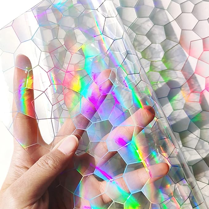 HYANG Transparent Football PVC Super Clear Holographic Vinyl Faux Leather