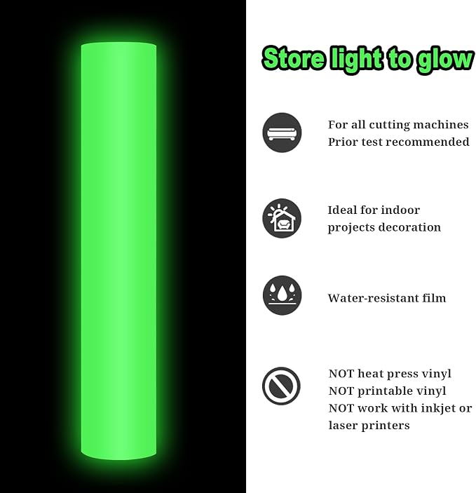 TECKWRAP Glow in Dark Vinyl Matte Adhesive Vinyl