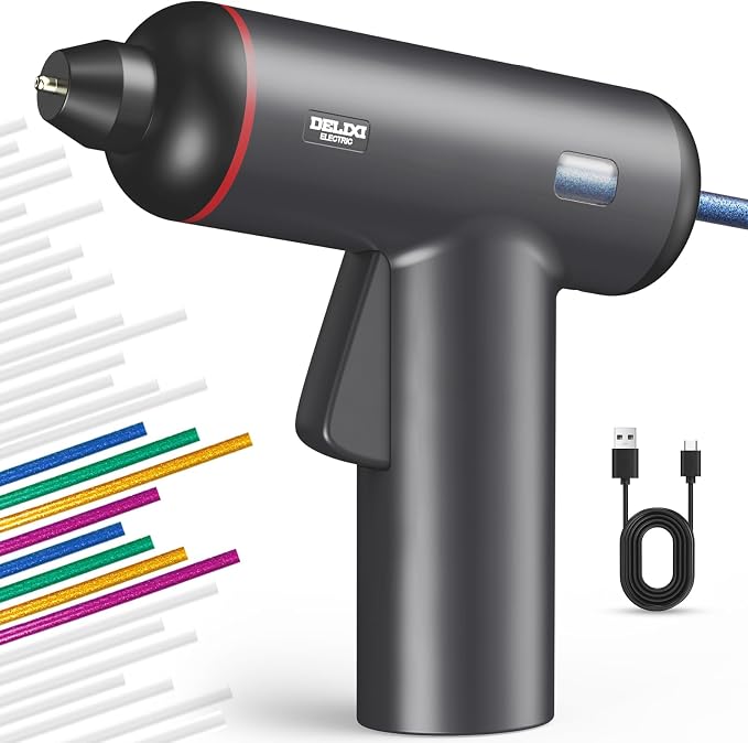 DELIXI Hot Glue Gun and Sticks Set, Cordless Glue Gun