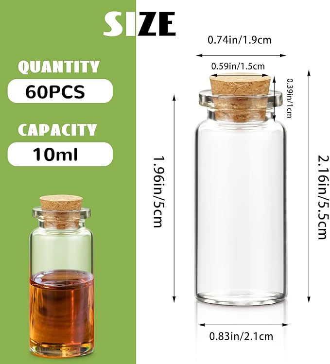 WFPLUS 60 Pcs 10ml Small Glass Bottles