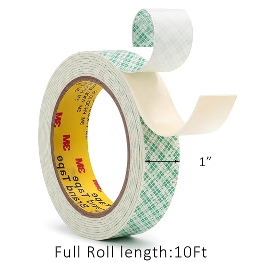 3M Double Sided Foam Tape 1" x 10Ft 2 Pack White | Double Coated Urethane