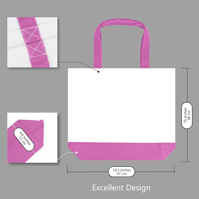 TOPDesign 1-Pack Super Strong Large 12oz Cotton Canvas Tote Bag, Reusable