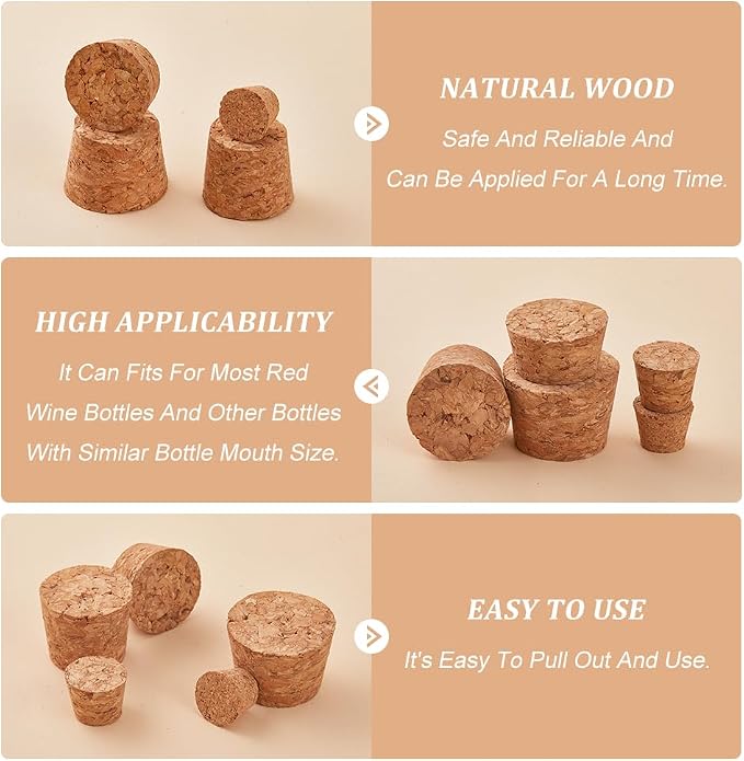 GORGECRAFT 50PCS 5 Sizes Cork Bottle Stoppers