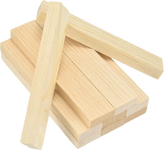 MECCANIXITY 10Pcs Wood Strips Slats, 11/32" x 7/8" x 4" Thin Wood Sticks Flat