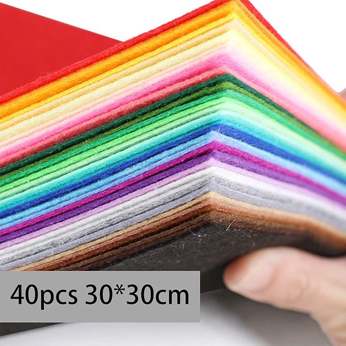 Felt Sheets, DIY Craft Sewing Pre-Cut Quilt Squares, Premium Colorful Hard