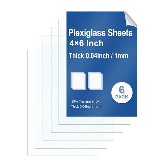 6 Pack Clear Plexiglass Sheets 4×6×0.04In Thin PET Plexi Glass Sheets