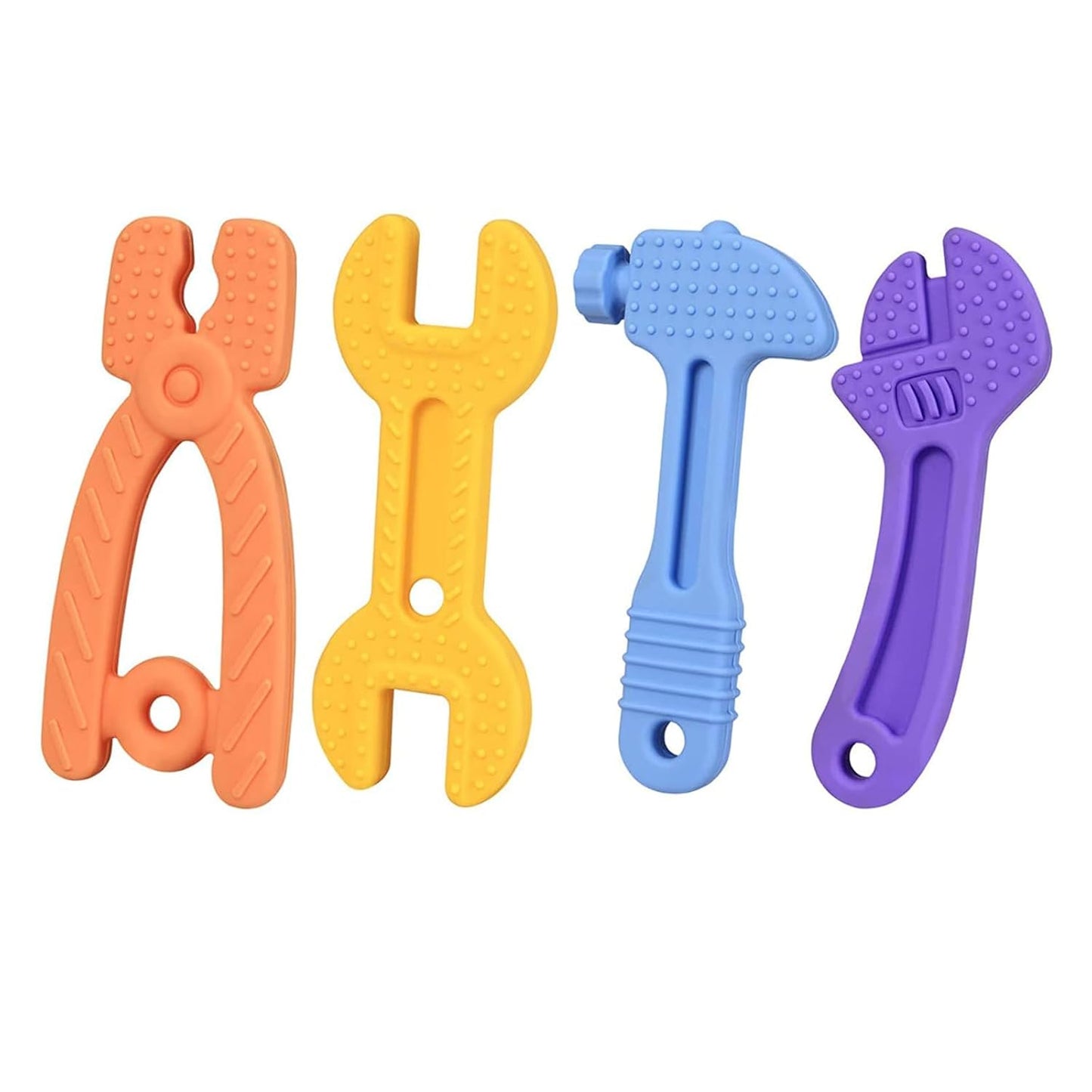 Haili Baby Teething Toys, Baby Teethers for 18+Months, Freezer BPA Free Silicone Teethers for Babies, Hammer Wrench Spanner Pliers Shape Teether Chew Toys