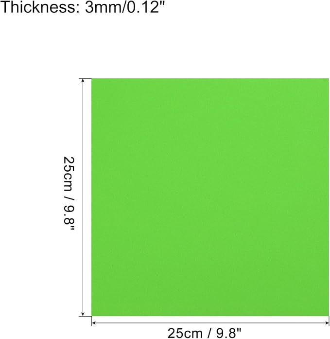 MECCANIXITY EVA Foam Sheets Green 9.8 Inch x 9.8 Inch 3mm Thick Crafts Foam